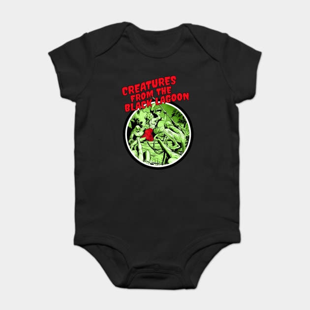 Creatures From The Black Lagoon Vintage Retro Horror Halloween Scary Baby Bodysuit by Joaddo